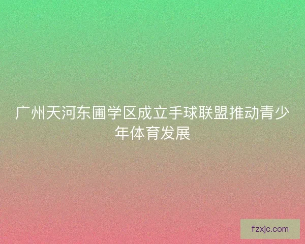 广州天河东圃学区成立手球联盟推动青少年体育发展 广州天河东圃学区成立手球联盟推动青少年体育发展